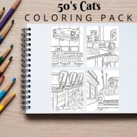 50s Cats Coloring Pack Bronze