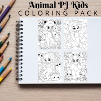 Animal PJ Kids Coloring Pack Bronze