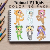 Animal PJ Kids Coloring Pack Silver