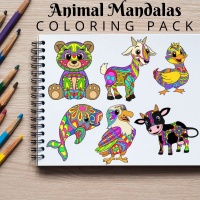 Animal Mandalas Coloring Pack Silver