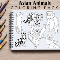 Asian Animals Coloring Pack