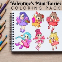 Valentine’s Mini Fairies Coloring Pack Silver