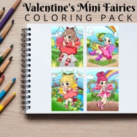 Valentine’s Mini Fairies Coloring Pack Gold