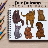 Cute Caticorns Coloring Pack Silver
