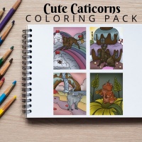 Cute Caticorns Coloring Pack Gold