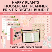 Happy Plants Houseplant Planner Print and Digital Bundle