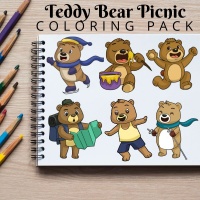 Teddy Bear Picnic Coloring Pack Silver