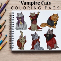 Vampire Cats Coloring Pack Silver