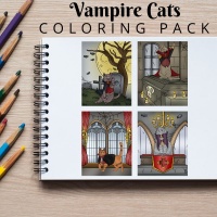 Vampire Cats Coloring Pack Gold