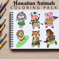 Hawaiian Animals Coloring Pack Silver