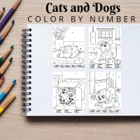 Cats and Dogs Color By Number Bronze