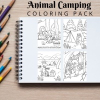 Animal Camping Coloring Pack Bronze