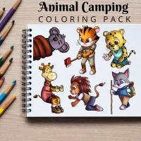 Animal Camping Coloring Pack Silver