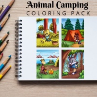 Animal Camping Coloring Pack Gold