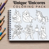 Unique Unicorns Coloring Pack