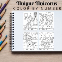 Unique Unicorns Color By Number Coloring Pack Bronze