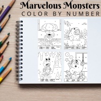Marvelous Monsters Color By Number Coloring Pack Bronze