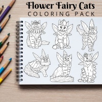 Flower Fairy Cats Coloring Pack
