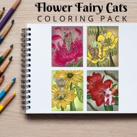 Flower Fairy Cats Coloring Pack Gold