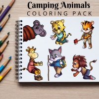 Camping Animals Coloring Pack Silver