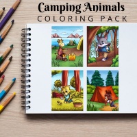 Camping Animals Coloring Pack Gold