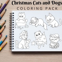 Christmas Cats and Dogs Coloring Pack