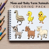 Mom and Baby Farm Animals Coloring Pack Silver