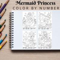 Mermaid Princesses Coloring Pack Color By Number Bronze