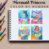 Mermaid Princesses Coloring Pack Gold