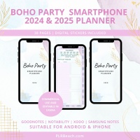 Boho Party Smartphone 2024 & 2025 Digital Planner Bundle