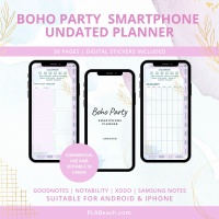 Boho Party Smartphone Undated Digital Planner Bundle