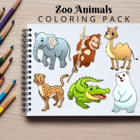 Zoo Animals Coloring Pack Silver