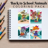 Back to School Animals Coloring Pack Gold