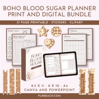 Boho Blood Sugar Planner Print and Digital Bundle