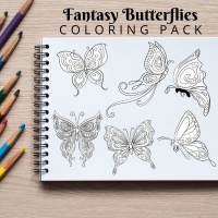 Fantasy Butterflies Coloring Pack