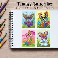 Fantasy Butterflies Coloring Pack Gold