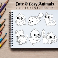 Cute & Cozy Animals Coloring Pack