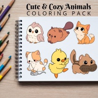 Cute & Cozy Animals Coloring Pack Silver