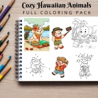 Cozy Hawaiian Animals Full Coloring Pack