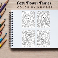 Cozy Flower Fairies Coloring Pack Color By Number Bronze