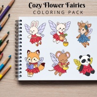 Cozy Flower Fairies Coloring Pack Silver