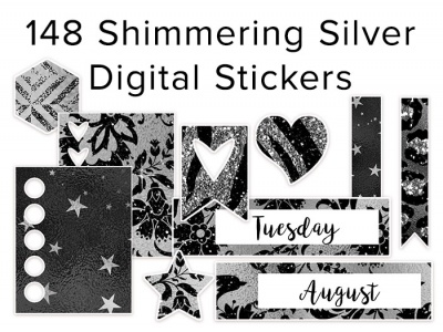 **BONUS - Shimmering Silver Digital Planner Stickers