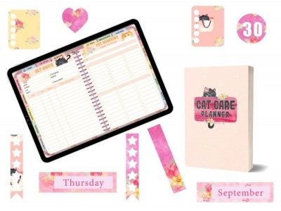 Peek-a-Boo Cat Care Digital and Print Planner Bundle