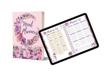 Boho Blooms Family Meal Print and Digital Planner