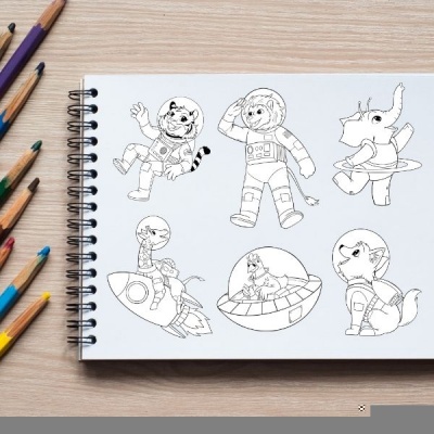 Interstellar Space Animals Coloring Pack