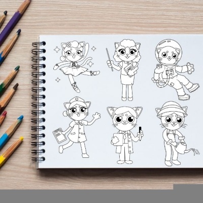 Career Cats Coloring Pack