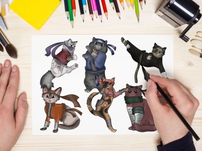 Ninja Cats Full Coloring Pack