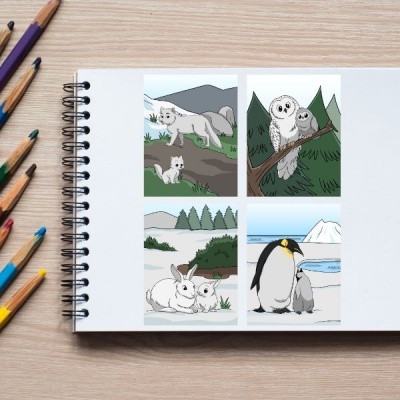 Arctic Animals Coloring Pack Gold