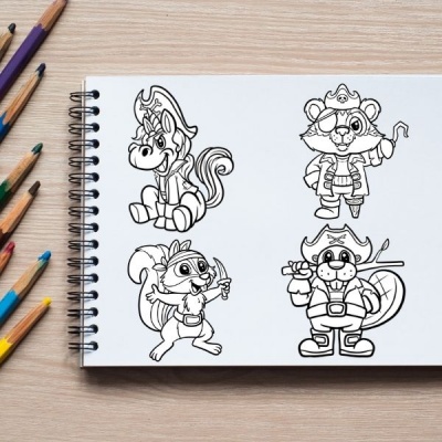 Pirate Animals Coloring Pack