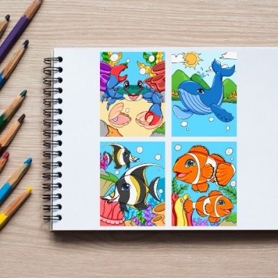 Sea Creature Minis Coloring Pack Gold